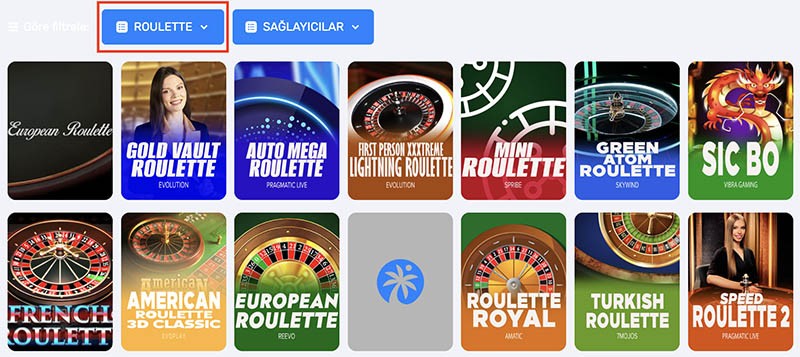 Online casinolarda rulet bölümü